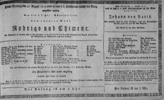 Theaterzettel (Oper und Burgtheater in Wien) 18130830 Seite: 1
