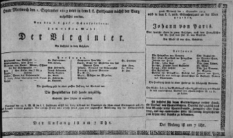 Theaterzettel (Oper und Burgtheater in Wien) 18130901 Seite: 1