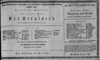 Theaterzettel (Oper und Burgtheater in Wien) 18130902 Seite: 1