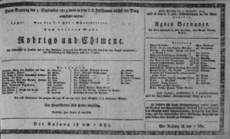 Theaterzettel (Oper und Burgtheater in Wien) 18130905 Seite: 1