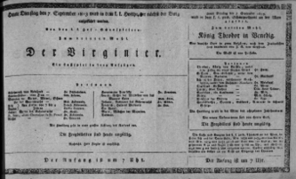 Theaterzettel (Oper und Burgtheater in Wien) 18130907 Seite: 1