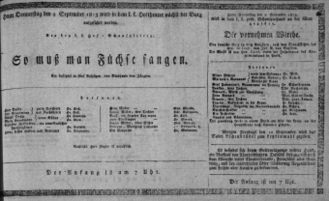 Theaterzettel (Oper und Burgtheater in Wien) 18130909 Seite: 1