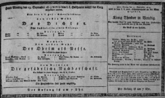 Theaterzettel (Oper und Burgtheater in Wien) 18130913 Seite: 1