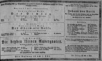 Theaterzettel (Oper und Burgtheater in Wien) 18130914 Seite: 1