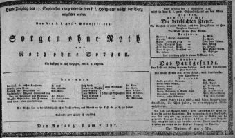 Theaterzettel (Oper und Burgtheater in Wien) 18130917 Seite: 1