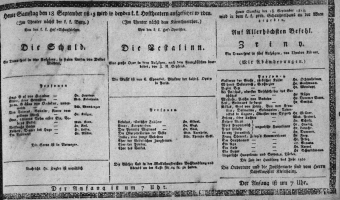 Theaterzettel (Oper und Burgtheater in Wien) 18130918 Seite: 1