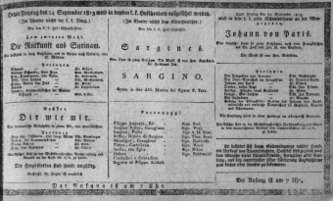 Theaterzettel (Oper und Burgtheater in Wien) 18130924 Seite: 1
