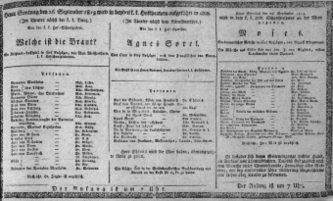 Theaterzettel (Oper und Burgtheater in Wien) 18130926 Seite: 1