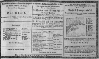 Theaterzettel (Oper und Burgtheater in Wien) 18130927 Seite: 1