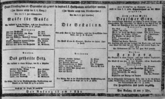 Theaterzettel (Oper und Burgtheater in Wien) 18130928 Seite: 1