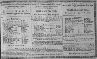 Theaterzettel (Oper und Burgtheater in Wien) 18131002 Seite: 1