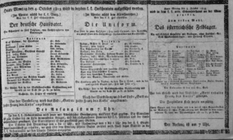 Theaterzettel (Oper und Burgtheater in Wien) 18131004 Seite: 1