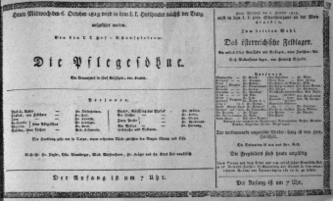 Theaterzettel (Oper und Burgtheater in Wien) 18131006 Seite: 1