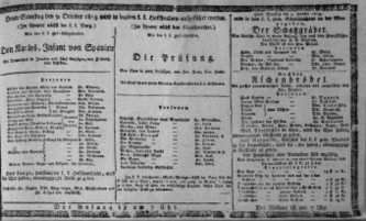 Theaterzettel (Oper und Burgtheater in Wien) 18131009 Seite: 1