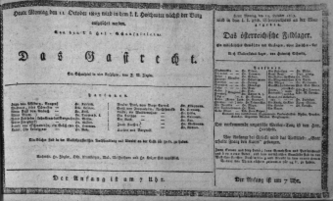 Theaterzettel (Oper und Burgtheater in Wien) 18131011 Seite: 1