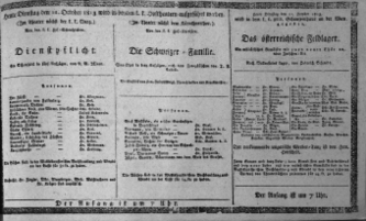 Theaterzettel (Oper und Burgtheater in Wien) 18131012 Seite: 1