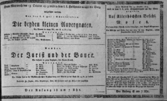 Theaterzettel (Oper und Burgtheater in Wien) 18131013 Seite: 1