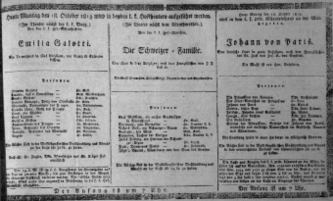 Theaterzettel (Oper und Burgtheater in Wien) 18131018 Seite: 1