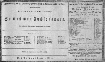Theaterzettel (Oper und Burgtheater in Wien) 18131025 Seite: 1