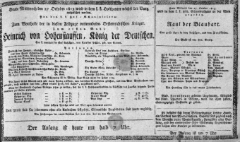 Theaterzettel (Oper und Burgtheater in Wien) 18131027 Seite: 1