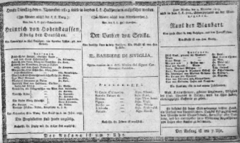 Theaterzettel (Oper und Burgtheater in Wien) 18131102 Seite: 1