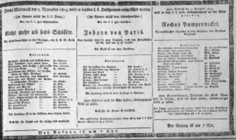 Theaterzettel (Oper und Burgtheater in Wien) 18131103 Seite: 1