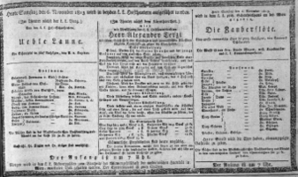 Theaterzettel (Oper und Burgtheater in Wien) 18131106 Seite: 1