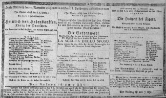 Theaterzettel (Oper und Burgtheater in Wien) 18131110 Seite: 1