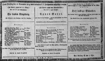 Theaterzettel (Oper und Burgtheater in Wien) 18131116 Seite: 1