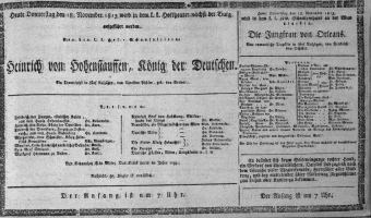 Theaterzettel (Oper und Burgtheater in Wien) 18131118 Seite: 1