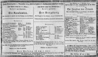 Theaterzettel (Oper und Burgtheater in Wien) 18131121 Seite: 1