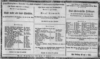 Theaterzettel (Oper und Burgtheater in Wien) 18131122 Seite: 1