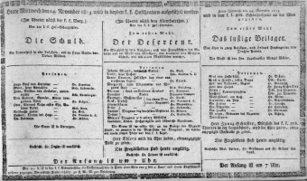 Theaterzettel (Oper und Burgtheater in Wien) 18131124 Seite: 1