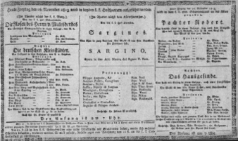 Theaterzettel (Oper und Burgtheater in Wien) 18131126 Seite: 1