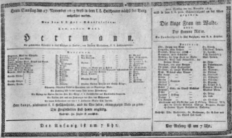 Theaterzettel (Oper und Burgtheater in Wien) 18131127 Seite: 1
