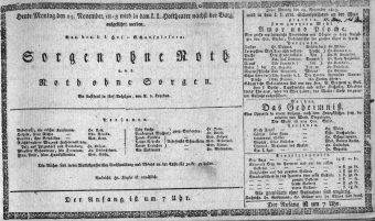 Theaterzettel (Oper und Burgtheater in Wien) 18131129 Seite: 1