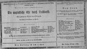 Theaterzettel (Oper und Burgtheater in Wien) 18131229 Seite: 1