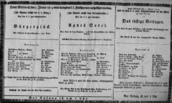 Theaterzettel (Oper und Burgtheater in Wien) 18140105 Seite: 1