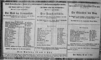 Theaterzettel (Oper und Burgtheater in Wien) 18140106 Seite: 1
