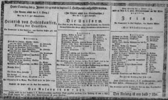 Theaterzettel (Oper und Burgtheater in Wien) 18140109 Seite: 1