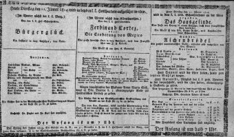 Theaterzettel (Oper und Burgtheater in Wien) 18140111 Seite: 1