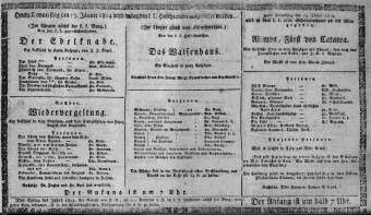 Theaterzettel (Oper und Burgtheater in Wien) 18140113 Seite: 1