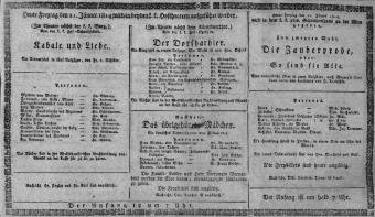 Theaterzettel (Oper und Burgtheater in Wien) 18140121 Seite: 1