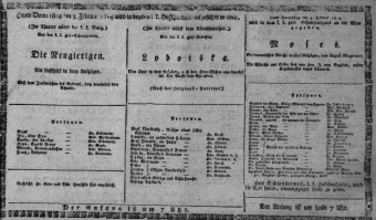 Theaterzettel (Oper und Burgtheater in Wien) 18140203 Seite: 1