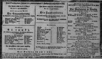 Theaterzettel (Oper und Burgtheater in Wien) 18140206 Seite: 1