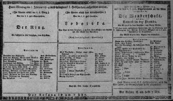 Theaterzettel (Oper und Burgtheater in Wien) 18140207 Seite: 1
