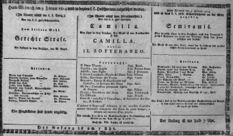 Theaterzettel (Oper und Burgtheater in Wien) 18140209 Seite: 1