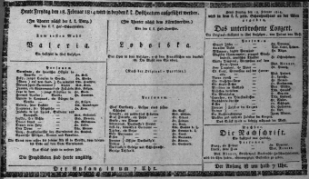 Theaterzettel (Oper und Burgtheater in Wien) 18140218 Seite: 1
