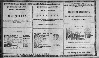 Theaterzettel (Oper und Burgtheater in Wien) 18140309 Seite: 1