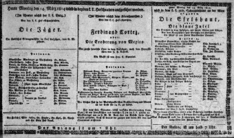 Theaterzettel (Oper und Burgtheater in Wien) 18140314 Seite: 1